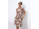 Robe courte imprimé à fleurs MARRON