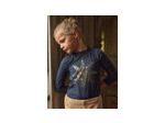 T-shirt bleu marine à manches longues pour fille avec motif d'étoile dorée