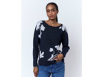 Pull épais en mélange coton bicolore MARINE Femme