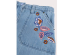 Jupe en denim bleu avec broderies fleuries pour fille