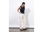 Pantalon long flare uni BEIGE Femme