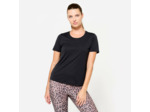 T-shirt fitness manches courtes femme, noir fumé