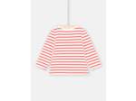 T-shirt rouge et blanc réversible bébé fille