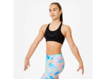 Brassière de gym respirante fille, noire à sequins