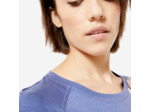 T-shirt yoga doux femme en coton, bleu