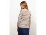 Tee-shirt marinière manches longues en mélange coton rayée MARRON Femme