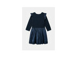 Robe de Noël bleu marine bi-matière pour fille