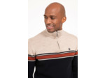 Pull col rond rayé brique