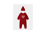 Combinaison en velours rouge + bonnet pour bébé fille