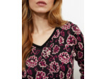 Pull fin Jacquard motif fleurs NOIR Femme