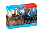 2 POLICIERS CAVALIERS AVEC LEURS CHEVAUX PLAYMOBIL CITY ACTION 71877