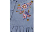 Robe effet denim avec broderies fleuries pour fille