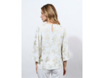 Blouse manches 3/4 unie BLANC Femme