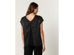 Top manches courtes brillant NOIR Femme