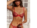 Soutien-gorge corbeille en mesh brodé de fraises