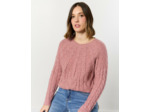 Pull épais contenant de la laine uni ROSE Femme