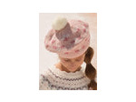 Chapeau rose pour fille avec pompon et motifs floraux