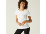 T-shirt fitness manches courtes droit coton col rond femme blanc glacier