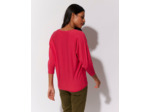 Pull fin uni décoré FUCHSIA Femme