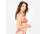 Haut de maillot de bain femme triangle coulissant mae côtelé rose