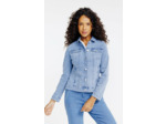 Veste denim bleach broderie all over