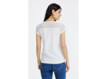 Tee-shirt uni dentelle manches courtes