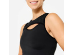 Débardeur court de fitness avec ouverture poitrine femme, noir