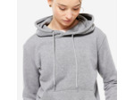 Sweat à capuche en coton fitness femme, gris