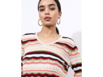 Pull fin en mélange coton rayé MULTICOLORE Femme