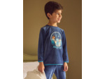 Pyjama bleu foncé en velours imprimé ours Garçon