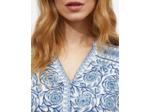 Blouse manches 3/4 imprimé à fleurs BLEU Femme