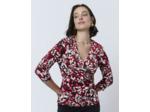 Top manches 3/4 imprimé à fleurs ROUGE Femme