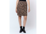 Jupe courte droite en jacquard imprimé léopard BEIGE