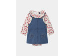 Ensemble body imprimé fleuri et chasuble en jean denim Bébé Fille