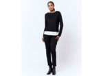 Top manches longues bi-matière bicolore NOIR Femme