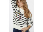 Pull épais rayé NOIR Femme