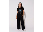 Pantalon 7/8 large uni NOIR Femme