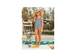 Maillot de bain une pièce rayé bleu pour filles