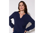 Top manches longues uni MARINE Femme