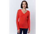 Pull fin uni ORANGE Femme