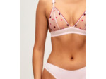 Soutien-gorge triangle en mesh brodé de motifs cœurs et coccinelles