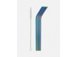 Lot de 4 pailles arc-en-ciel en acier inoxydable