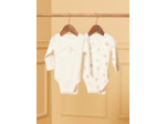 2 bodies de naissance écrus en coton