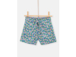 Short vert d'eau avec broderies fleuries pour fille
