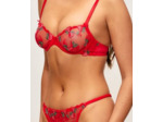 Soutien-gorge corbeille en mesh brodé de fraises