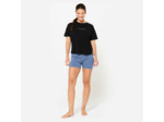 Short de yoga doux taille haute femme, bleu