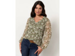 Blouse manches longues imprimé à fleurs KAKI Femme