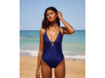 Maillot de bain une pièce effet satin avec bijou soleil