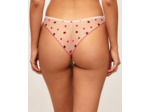 Tanga en microfibre et mesh avec cœurs et coccinelles brodés