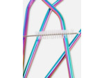 Lot de 4 pailles arc-en-ciel en acier inoxydable